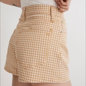 NWT Madewell Perfect Vintage Jean Short In Mini Check In Autumn Gold - Size 30